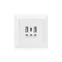 DIGITUS DA-70618 - Steckdose 2x USB, 1x USB Type C 5V 3.1A, Eingang: AC250V 50HZ,RAL 9003