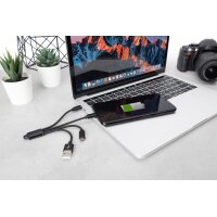 DIGITUS DB-300160-002-S - USB Ladekabel USB A - Lightning+micro B+Type-C M/M/M/M 0,15m, 3 in 1 Kabel, CE, gold, bl