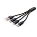 DIGITUS DB-300160-002-S - USB Ladekabel USB A - Lightning+micro B+Type-C M/M/M/M 0,15m, 3 in 1 Kabel, CE, gold, bl