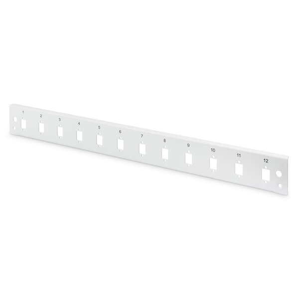 DIGITUS DN-96206-QL - LWL Frontblende, 1HE, Schnellverschluss, 12x LC DX SC SX, E2000 SX, vertikal, Farbe Grau (RAL 7035)