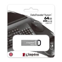 Kingston DataTraveler Kyson - 64 GB - USB Typ-A - 3.2 Gen 1 (3.1 Gen 1) - 200 MB/s - Ohne Deckel - Silber