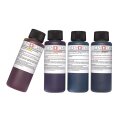Lebensmittel Tinte 4 x  100 ml Flasche SET je 1 x  gelb, schwarz, magenta und cyan entwickelt für Canon-Drucker mit Tintentank oder zum Nachfüllen z.B.  Pixma G3501