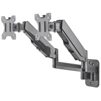 Manhattan Universal-Wandhalterung mit Gasdruckfeder für zwei Monitore - Zwei Halterungsarme mit Gasdruckfeder - Kugelgelenk und Verlängerungsarm - geeignet für zwei Monitore von 17" bis 32"* und bis zu 8 kg pro Arm - 8 kg - 43,2 cm (17") - 81,3 cm (32") -