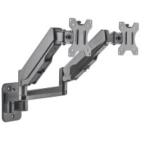 Manhattan Universal-Wandhalterung mit Gasdruckfeder für zwei Monitore - Zwei Halterungsarme mit Gasdruckfeder - Kugelgelenk und Verlängerungsarm - geeignet für zwei Monitore von 17" bis 32"* und bis zu 8 kg pro Arm - 8 kg - 43,2 cm (17") - 81,3 cm (32") -