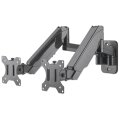 Manhattan Universal-Wandhalterung mit Gasdruckfeder für zwei Monitore - Zwei Halterungsarme mit Gasdruckfeder - Kugelgelenk und Verlängerungsarm - geeignet für zwei Monitore von 17" bis 32"* und bis zu 8 kg pro Arm - 8 kg - 43,2 cm (17") - 81,3 cm (32") -