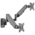 Manhattan Universal-Wandhalterung mit Gasdruckfeder für zwei Monitore - Zwei Halterungsarme mit Gasdruckfeder - Kugelgelenk und Verlängerungsarm - geeignet für zwei Monitore von 17" bis 32"* und bis zu 8 kg pro Arm - 8 kg - 43,2 cm (17") - 81,3 cm (32") -