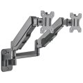 Manhattan Universal-Wandhalterung mit Gasdruckfeder für zwei Monitore - Zwei Halterungsarme mit Gasdruckfeder - Kugelgelenk und Verlängerungsarm - geeignet für zwei Monitore von 17" bis 32"* und bis zu 8 kg pro Arm - 8 kg - 43,2 cm (17") - 81,3 cm (32") -