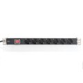 DIGITUS DN-95402 - 1HE Aluminium PDU, Rack Mount, 7x Schutzkontakt 16A, 4000W, 250VAC 50/60Hz, Schalter