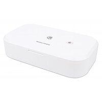 Manhattan UV-Desinfektionsbox mit kabellosem Induktionsladegerät für Smartphones - Sterilisator mit UV-Licht und 10 W Wireless Charger - für Handys - Masken - Kreditkarten und mehr - weiß - Weiß - 410 nm - UV-C - Kunststoff - CE FCC - USB