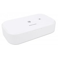 Manhattan UV-Desinfektionsbox mit kabellosem Induktionsladegerät für Smartphones - Sterilisator mit UV-Licht und 10 W Wireless Charger - für Handys - Masken - Kreditkarten und mehr - weiß - Weiß - 410 nm - UV-C - Kunststoff - CE FCC - USB