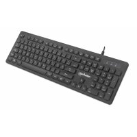 Manhattan Ultraflache USB-Gaming-Tastatur mit LEDs - 12 Multimedia-Funktionstasten - farbige LED-Hintergrundbeleuchtung - schwarz - Standard - USB - RGB-LED - Schwarz