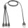 DIGITUS AK-300160-010-S - USB Ladekabel USB A - Lightning+micro B+Type-C 1m, 3 in 1 cable, cotton, CE, bl