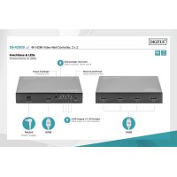DIGITUS DS-43309 - HDMI 2x2 Videowand-Prozessor Unterstützt 4K@60Hz (4:4:4)