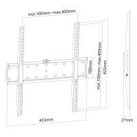 Neomounts FPMA-W300BLACK TV-Wandhalterung 32-55" - ultraflach - 81,3 cm (32") - 139,7 cm (55") - 200 x 200 mm - 400 x 400 mm - Stahl - Schwarz