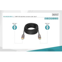 DIGITUS AK-330126-150-S - HDMI AOC Hybrid-Glasfaser Anschlusskabel, Typ A M/M, 15m, UHD 8K@60Hz, CE, gold, bl