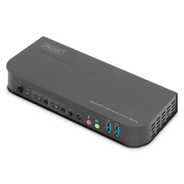 DIGITUS DS-12850 - KVM Switch, 2x1  DP, DP/HDMI Out,USB 4Kx2K@60Hz