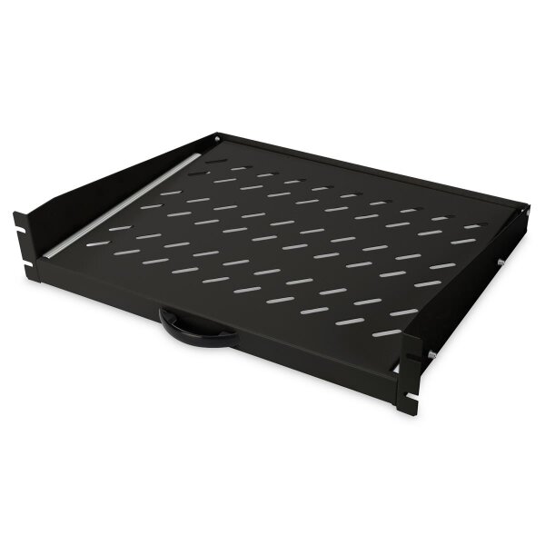 DIGITUS DN-19-TRAY-2-450-SW - 2HE ausziehb. Fachboden f. Schr. ab 450 mm Tiefe 88x483x352 mm, bis 30 kg, schwarz  (RAL 9005)