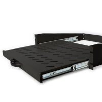 DIGITUS DN-19-TRAY-2-450-SW - 2HE ausziehb. Fachboden f. Schr. ab 450 mm Tiefe 88x483x352 mm, bis 30 kg, schwarz  (RAL 9005)