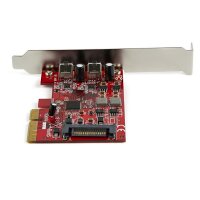 StarTech.com 2 Port PCIe USB 3.1-Karte - 2x USB-C - USB 3.2 Gen 2 bis zu 10 Gbit/s - PCIe - USB 3.2 Gen 1 (3.1 Gen 1) - Full-height / Low-profile - PCIe 3.0 - Rot - CE - FCC - REACH