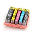 Patronenset 5 teilig  CLI-551C-M-Y-Bk + PGI 550bk mit Chip für Canon Drucker - 4 schmale und 1 breite Patrone