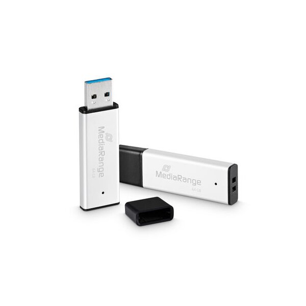 MEDIARANGE MR1901 - 64 GB - USB Typ-A - 3.2 Gen 1 (3.1 Gen 1) - 200 MB/s - Kappe - Schwarz - Silber
