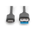 DIGITUS DB-300136-010-S - USB Type-C Verbindungskabel, Type-C - A St/St, 1.0m, 3A, 5GB, 3.0, sw