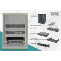 DIGITUS DN-10-SET-2-B - 10 Zoll Netzwerk Set, inkl. 9HE Wandgehäuse, schw Fachboden, PDU, 8-Port Switch, CAT 6 Patch Panel