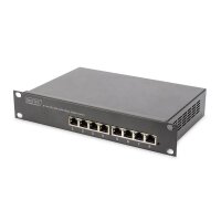 DIGITUS DN-10-SET-2-B - 10 Zoll Netzwerk Set, inkl. 9HE Wandgehäuse, schw Fachboden, PDU, 8-Port Switch, CAT 6 Patch Panel