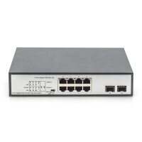 DIGITUS DN-95140 - 8-Port Gigabit Switch 8xRJ45 (6xPoE)+ 2G SFP 180W Support 802.3 af/at/bt standard