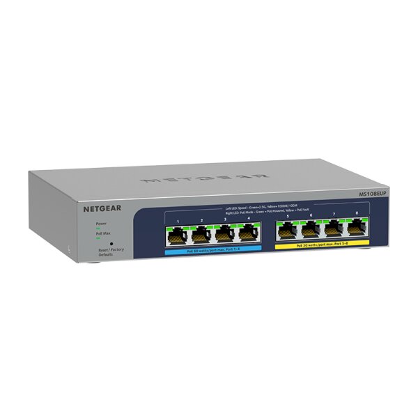Netgear 8-port Ultra60 PoE++ Multi-Gigabit (2.5G) Ethernet Plus Switch - Managed - L2/L3 - 2.5G Ethernet (100/1000/2500) - Vollduplex - Power over Ethernet (PoE)