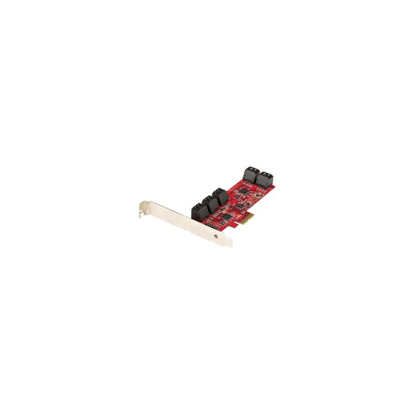 StarTech.com PCIe SATA Controller Karte - 10 Port SATA 3 Erweiterungskarte/Kontroller für PCIe x2 - 6Gbit/s - Voll- und Low-Profile Blende - ASM1062 Non-RAID Chipsatz - PCI Express Festplatten kontroller/Adapter - PCIe - SATA - PCIe 2.0 - Rot - ASMedia -