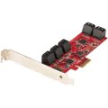 StarTech.com PCIe SATA Controller Karte - 10 Port SATA 3 Erweiterungskarte/Kontroller für PCIe x2 - 6Gbit/s - Voll- und Low-Profile Blende - ASM1062 Non-RAID Chipsatz - PCI Express Festplatten kontroller/Adapter - PCIe - SATA - PCIe 2.0 - Rot - ASMedia -