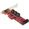 StarTech.com PCIe SATA Controller Karte - 10 Port SATA 3 Erweiterungskarte/Kontroller für PCIe x2 - 6Gbit/s - Voll- und Low-Profile Blende - ASM1062 Non-RAID Chipsatz - PCI Express Festplatten kontroller/Adapter - PCIe - SATA - PCIe 2.0 - Rot - ASMedia -