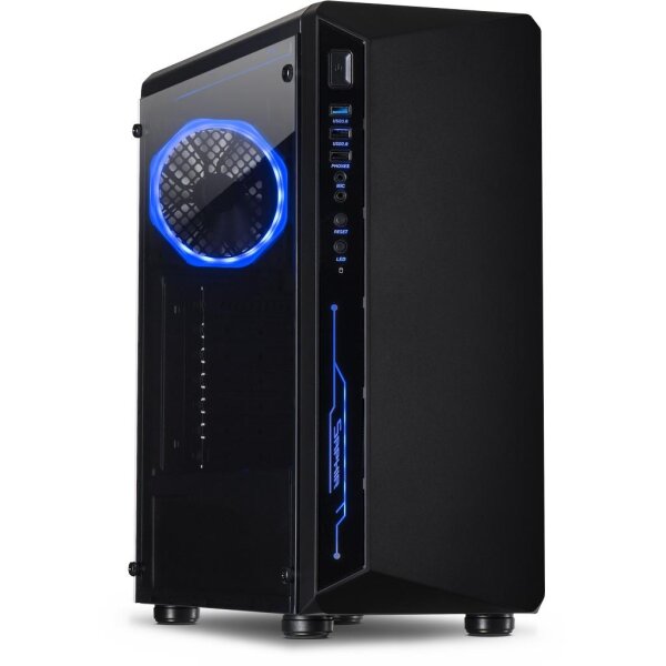 Inter-Tech C-3 Saphir - Tower - PC - Schwarz - ATX - ITX - micro ATX - Stahl - Gehärtetes Glas - Gaming