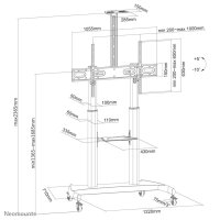 Neomounts PLASMA-M1950E TV-Trolley 60-100" - 100 kg - 152,4 cm (60") - 2,54 m (100") - 200 x 200 mm - 1000 x 600 mm - 1340 - 1660 mm