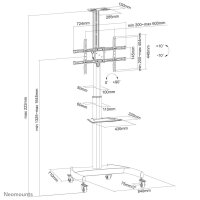Neomounts PLASMA-M1900E TV-Trolley 37-70" - drehbar - 50 kg - 94 cm (37") - 177,8 cm (70") - 200 x 200 mm - 600 x 400 mm - 1300 - 1620 mm