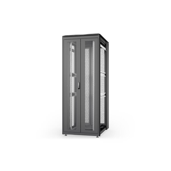 DIGITUS DN-31129-B - 42U Netzwerkschrank, Unique, 2053x800x1000 mm doppelfl. perf. Türen, ohne Seitenw., schwarz
