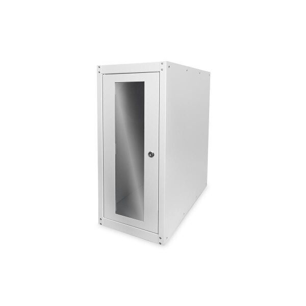DIGITUS DN-CC-9001 - Computergehäuse mit Rollen, 698,5x300x600 mm Innenm. 583x246x600 mm, Glastür, RAL 7035