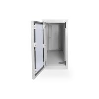 DIGITUS DN-CC-9001 - Computergehäuse mit Rollen, 698,5x300x600 mm Innenm. 583x246x600 mm, Glastür, RAL 7035
