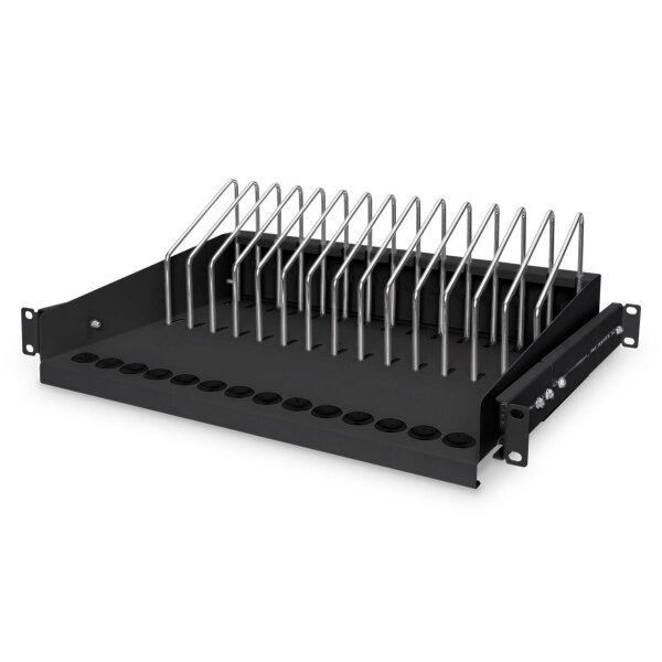 DIGITUS DN-97665 - Ausziehb. Fachboden für Tablets, Laptops, Smartph. 175x483x340 mm, schwarz (RAL 9005)