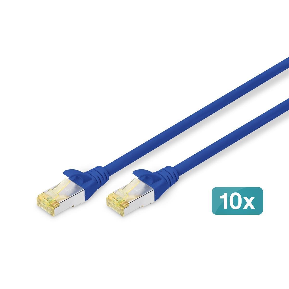 DK-1644-A-005-B-10 - CAT 6A S-FTP Patchkabel, Cu, LSZH AWG 26/7, 0,5 m, 10 Stück, Blau