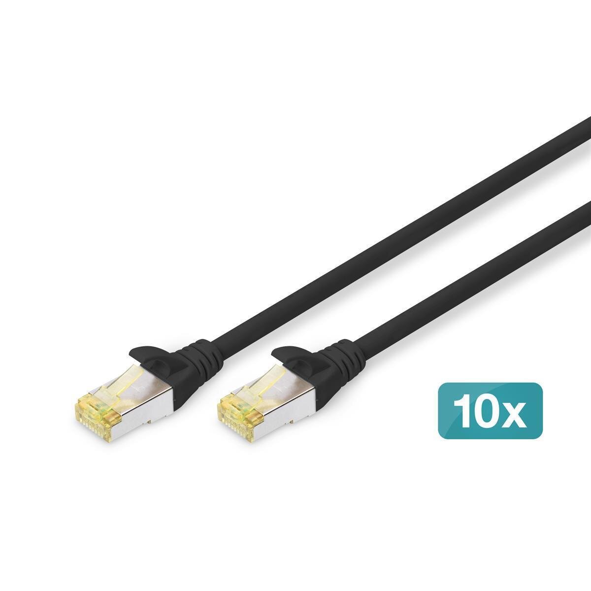 DK-1644-A-005-BL-10 - CAT 6A S-FTP Patchkabel, Cu, LSZH AWG 26/7, 0,5 m, 10 Stück, Schwarz