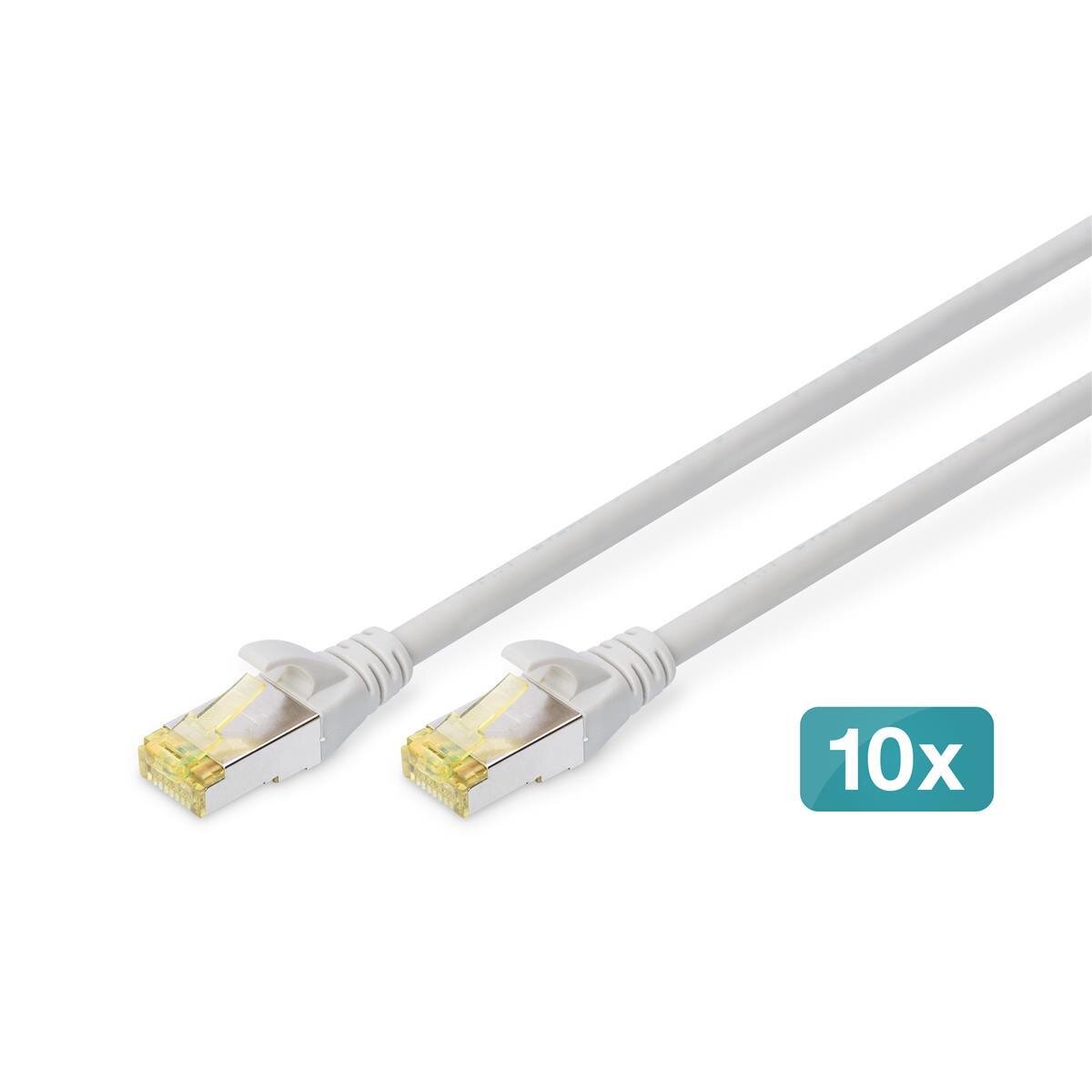 DK-1644-A-0025-10 - CAT 6A S-FTP Patchkabel, Cu, LSZH AWG 26/7, 0.25 m, 10 Stück, Grau