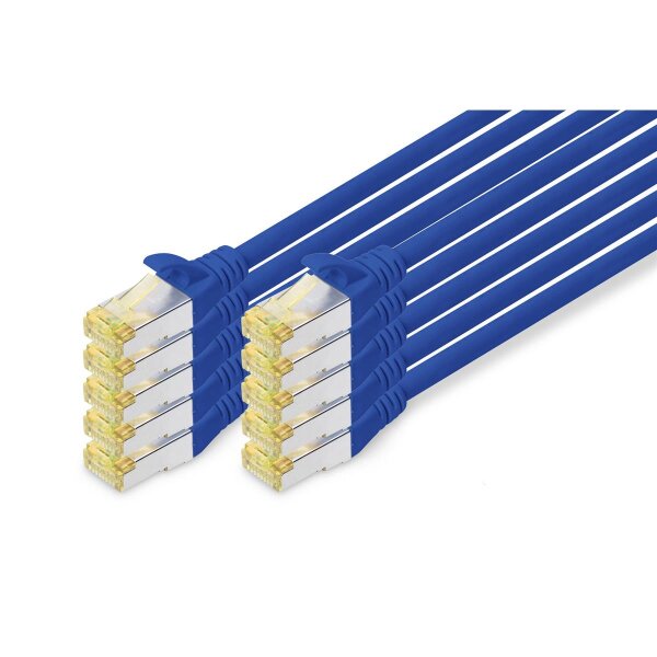 DK-1644-A-0025-B-10 - CAT 6A S-FTP Patchkabel, Cu, LSZH AWG 26/7,  0.25 m, 10 Stück,  Blau