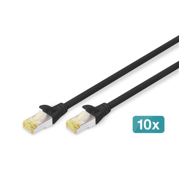 DK-1644-A-0025-BL-10 - CAT 6A S-FTP Patchkabel, Cu, LSZH AWG 26/7,  0.25 m, 10 Stück,  Schwarz