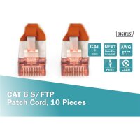 DK-1644-005-R-10 - CAT 6 S-FTP Patchkabel, Cu, LSZH AWG 27/7,  0,5 m, 10 Stück,  Rot