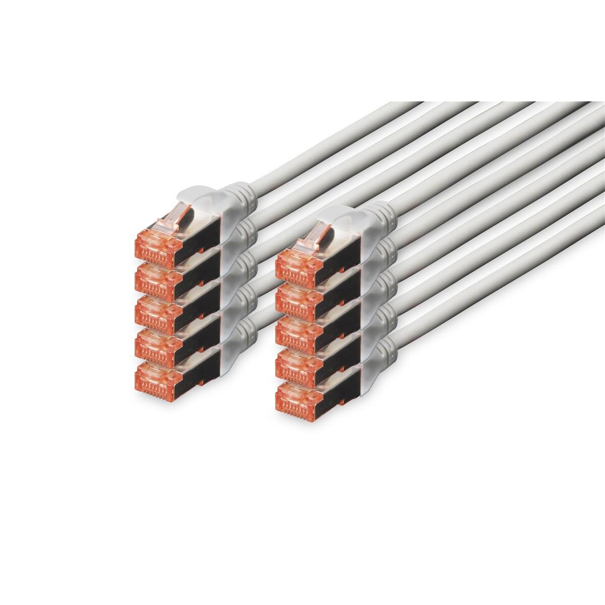 DK-1644-050-10 - CAT 6 S-FTP Patchkabel, Cu, LSZH AWG 27/7, 5 m, 10 Stück, Grau