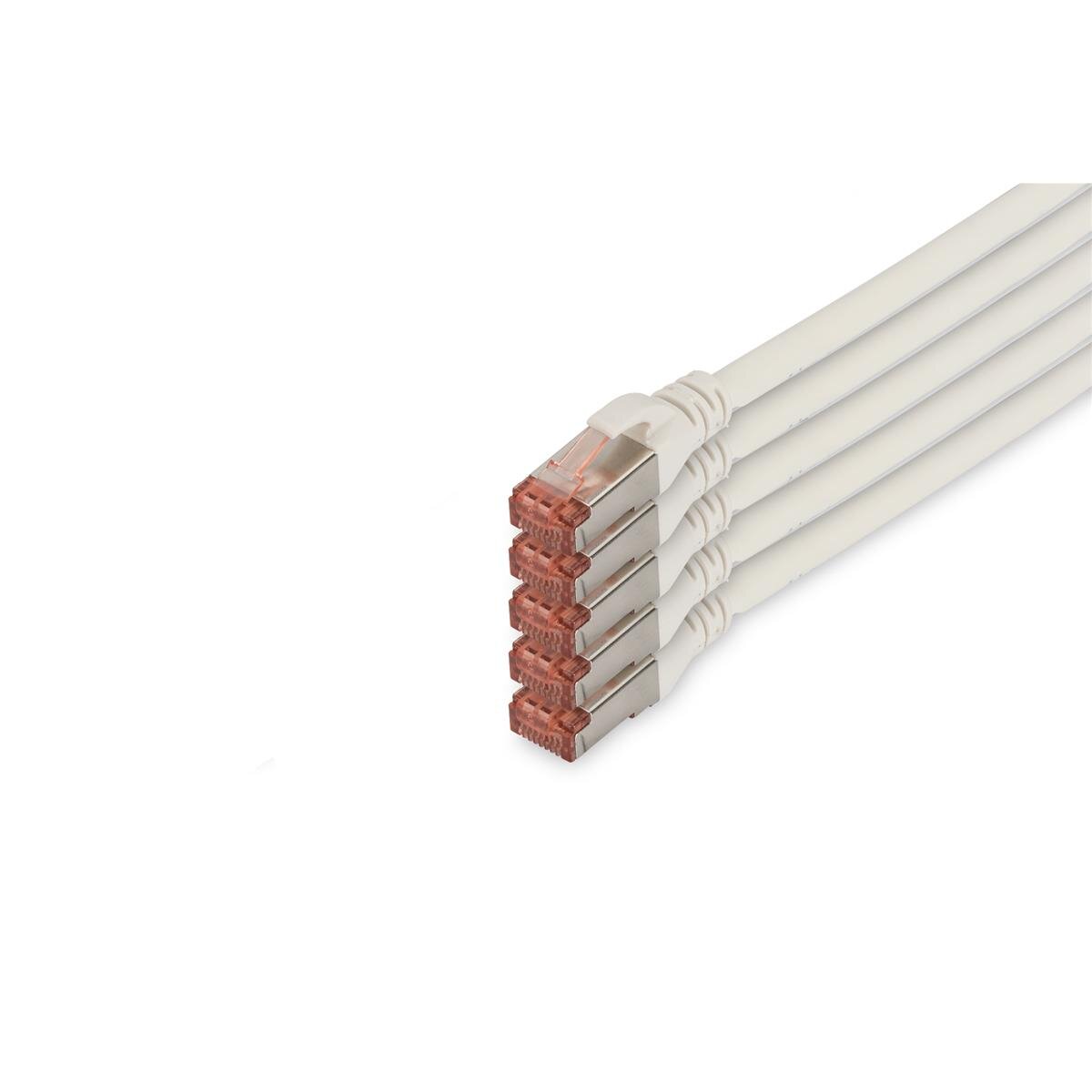 DK-1644-100-WH-5 - CAT 6 S-FTP Patchkabel, Cu, LSZH AWG 27/7, 10 m, 5 Stück, Weiß