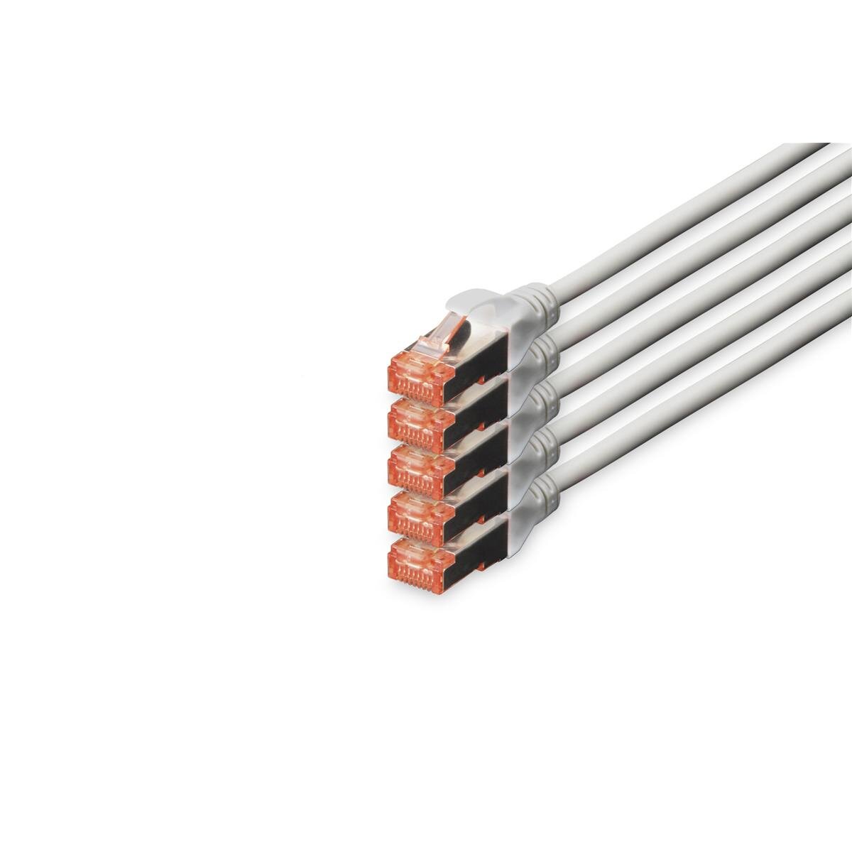 DK-1644-150-5 - CAT 6 S-FTP Patchkabel, Cu, LSZH AWG 27/7, 15 m, 5 Stück, Grau
