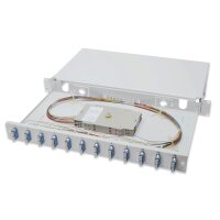DIGITUS DN-96321/9 - LWL Spleißbox, 1HE, bestückt, 12x SC DX, OS2 inkl. Spleißkass., gefärbte Pigtails, Kupplungen